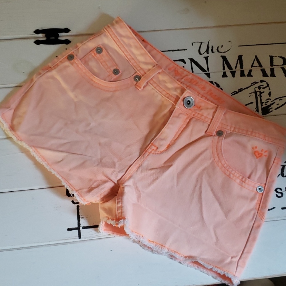 Neon Orange Jean Shorts